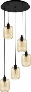 BRILAGI - LED luster na lanku RETRO GLASS 5xE27/60W/230V čierna/dymová hnedá