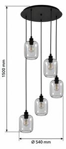 BRILAGI - LED Luster na lanku RETRO GLASS 5xE27/60W/230V čierna/dymová sivá