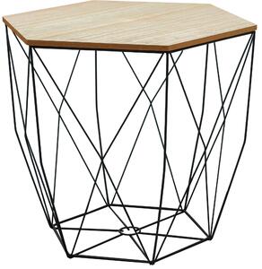 Tutumi, drôtený kávový stolík 45x45x40 cm, veľkosť L SG1910-77, čierna-hnedá, KRZ-09522