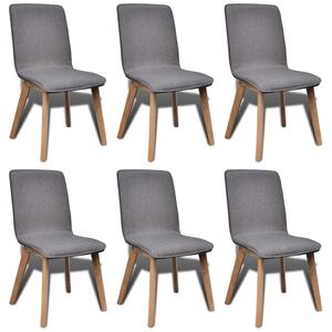 Jedálenské stoličky 6 ks, svetlosivé, látka a dubový masív