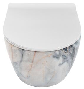 REA - Carlos Granit Shiny Rimless závesná WC misa vrátane sedátka, imitácia kameňa, REA-C8002