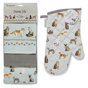 Utierky a chňapka v súprave 4 ks Curious Cats – Cooksmart ®