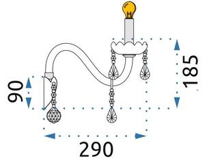 Toolight - Krištáľová nástenná lampa 2xE14 60W 300757, chrómová, OSW-04603