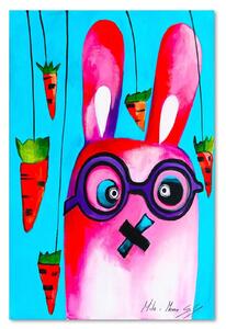 Obraz na plátne Ružový zajačik s okuliarmi Rozmery: 40 x 60 cm