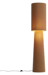 Japandi stojaca lampa hnedá látka Teddy 2-svetelná - Trompet