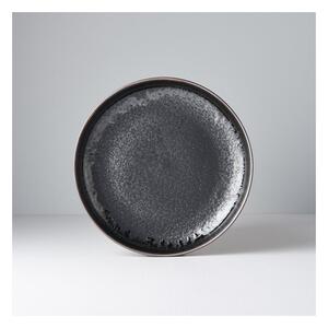 Čierny keramický tanier so zdvihnutým okrajom Mij Matt, ø 22 cm