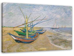 Obraz na plátne Rybárske člny na pláži v Saintes Maries de la Mer - Vincent van Gogh, reprodukcia Rozmery: 60 x 40 cm