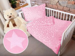 Biante Detské posteľné obliečky do postieľky hladké MKH-005 Hviezdičky - Svetlo ružové Do postieľky 90x130 a 40x60 cm