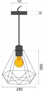 Toolight, Stropné svietidlo, geometrické, závesné, loft štýl na lane APP678-1CP, čierna-hnedá, OSW-05644