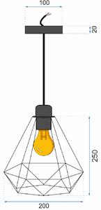 Toolight - Závesná lampa 1xE27 60W DIAMOND 392198, čierna, OSW-09682