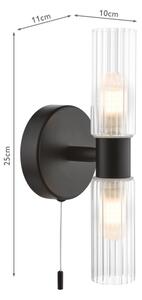Där Lighting BOL0922 - Kúpeľňové nástenné svietidlo BOLTON 2xG9/5W/230V IP44 čierne
