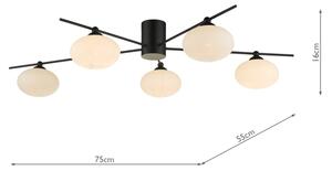 Där Lighting JAS5422 - Prisadené stropné svietidlo JASPER 5xG9/25W/230V čierne