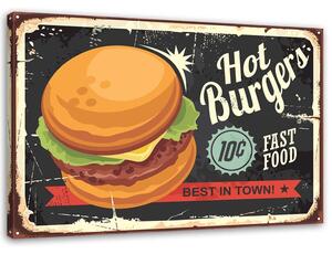 Obraz Nápis Retro burger Veľkosť: 60 x 40 cm, Prevedenie: Obraz na plátne