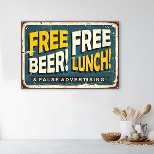 Obraz na plátne Ceduľa pivo zadarmo Rozmery: 60 x 40 cm
