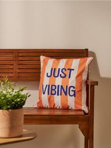 Sinsay - Obliečka na vankúš s nápisom „Just Vibing” - oranžová