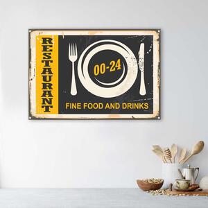 Obraz na plátne Ceduľa retro otváracie hodiny reštaurácie Rozmery: 60 x 40 cm