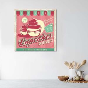 Obraz na plátne Retro znak cupcake Rozmery: 30 x 30 cm