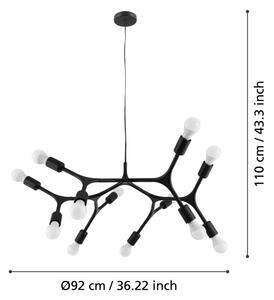 Eglo 98347 - Luster na lanku BOCADELLA 12xE27/60W/230V