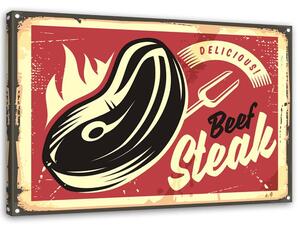 Obraz Ceduľa retro steakhouse Rozmery: 60 x 40 cm, Prevedenie: Obraz na plátne