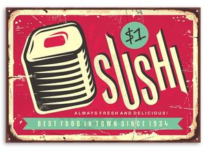 Obraz na plátne Ceduľa retro sushi Rozmery: 60 x 40 cm