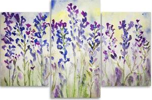 Obraz na plátne Fialové a modré kvety - 3 dielny Rozmery: 60 x 40 cm