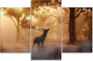 Obraz na plátne Jeleň pri východe slnka - 3 dielny Rozmery: 60 x 40 cm