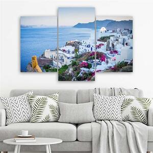 Obraz na plátne Slnečné Santorini na jar - 3 dielny Rozmery: 60 x 40 cm