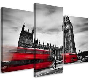 Obraz na plátne Autobusy v Londýne - 3 dielny Rozmery: 60 x 40 cm