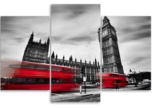 Obraz na plátne Autobusy v Londýne - 3 dielny Rozmery: 60 x 40 cm