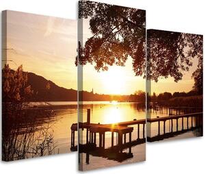Obraz na plátne Jazero pri západe slnka - 3 dielny Rozmery: 60 x 40 cm