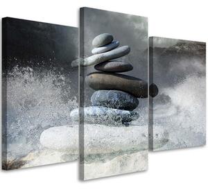 Obraz na plátne Zenové kamene vo vode - 3 dielny Rozmery: 60 x 40 cm