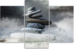 Obraz na plátne Zenové kamene vo vode - 3 dielny Rozmery: 60 x 40 cm