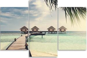 Obraz na plátne Tropické chaty na nábreží - 3 dielny Rozmery: 60 x 40 cm