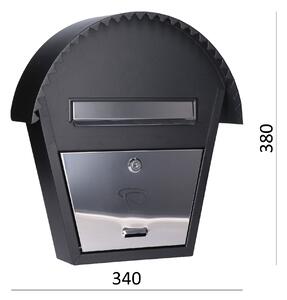 Kovian-Prod DORPODEJ Poštovní schránka (340x380x75 mm) nerez/černá, max. formát listu: B6, leštěná nerez /AISI430