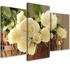 Obraz Žlté a biele ruže - 3 dielny Veľkosť: 120 x 80 cm, Prevedenie: Panelový obraz