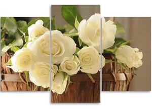 Obraz Žlté a biele ruže - 3 dielny Veľkosť: 120 x 80 cm, Prevedenie: Panelový obraz
