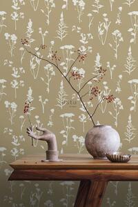 Hnedá vliesová tapeta na stenu, kvety, listy, 139483, Vintage Flowers, Esta Home