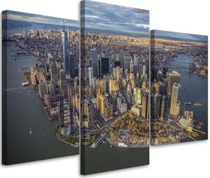 Obraz na plátne Manhattan z vtáčej perspektívy - 3 dielny Rozmery: 60 x 40 cm