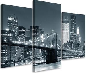 Obraz na plátne New York v noci - 3 dielny Rozmery: 60 x 40 cm