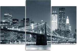 Obraz na plátne New York v noci - 3 dielny Rozmery: 60 x 40 cm