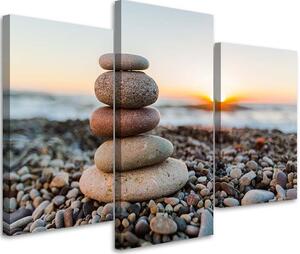 Obraz na plátne Zenové kamene na pláži - 3 dielny Rozmery: 60 x 40 cm