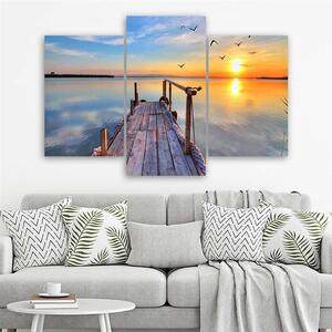 Obraz na plátne Západ slnka pri jazere - 3 dielny Rozmery: 60 x 40 cm