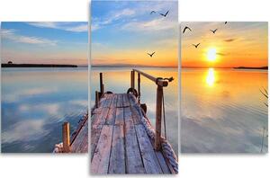 Obraz na plátne Západ slnka pri jazere - 3 dielny Rozmery: 60 x 40 cm