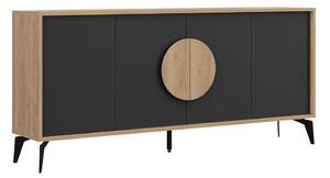 Nízka komoda v dekore duba v čierno-prírodnej farbe 180x82 cm Vae – Marckeric