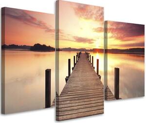 Obraz na plátne Západ slnka nad mólom - 3 dielny Rozmery: 60 x 40 cm
