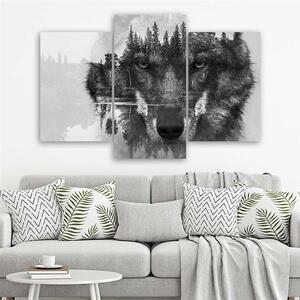 Obraz na plátne Čierny vlk abstraktný - 3 dielny Rozmery: 60 x 40 cm