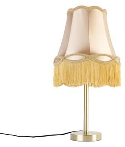 Klasická stolná lampa mosadz s tienidlom Granny zlatá 30 cm - Simplo