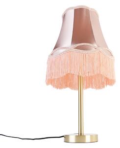 Klasická stolná lampa mosadzná s tienidlom Granny ružová 30 cm - Simplo