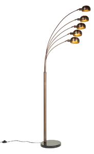 Dizajnová stojaca lampa tmavo bronzová so zlatými 5 svetlami - Sixties Marmo