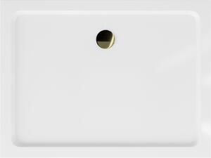 Mexen SLIM - Obdĺžniková sprchová vanička 80x70x5cm + zlatý sifón, biela, 40107080G